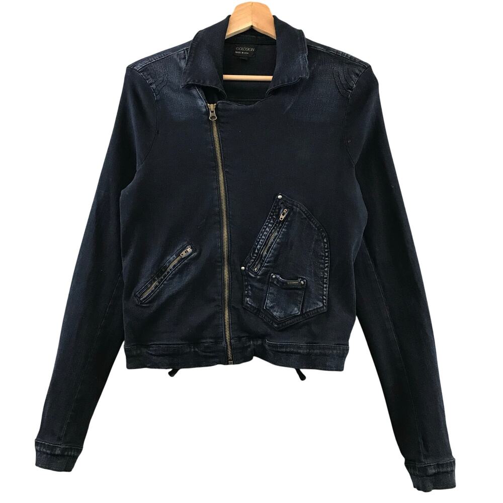 GOLDSIGN The Morton Denim Jacket asymmetrical zipper size L‎